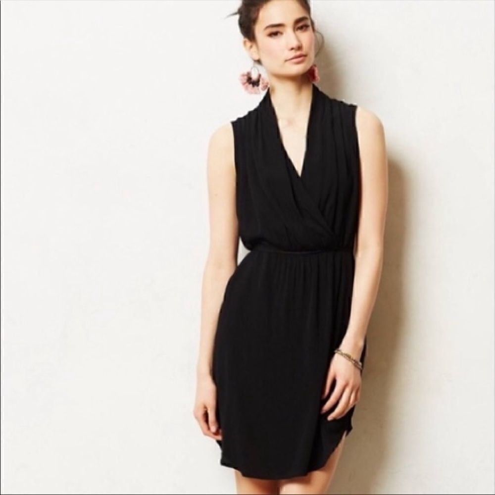 Anthro | Maeve Black Faux Wrap Dress | S